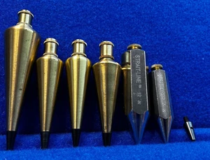 Lot 6 Brass and Steel Plumb Bob w steel tips, Hardware, Carpentry/Framing Tool - Picture 1 of 12