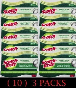 10x 3M Scotch Brite HEAVY DUTY Scrub Sponge S-Shaped Grip 30 PACK - NEW - Picture 1 of 5