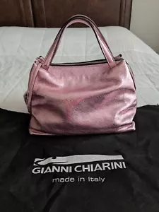 NEW Gianni Chiarini Leather Handbag Tote Shoulder Metallic Pink - Picture 1 of 7