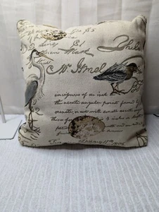 Pillow Shore Birds Coast Beach Beige Zipper 15 Inches Coastal Cottage coreDecor - Picture 1 of 8
