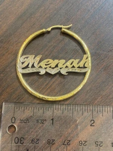 Pendientes de aro de oro real 10k con nombre personalizado 2 pulgadas 3 mm de espesor - Imagen 1 de 2