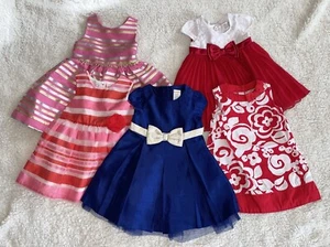5 Pack Solid/Metallic/Striped Dresses For Baby Girls-Sizes 12-18 Months/18-24 M - Picture 1 of 14