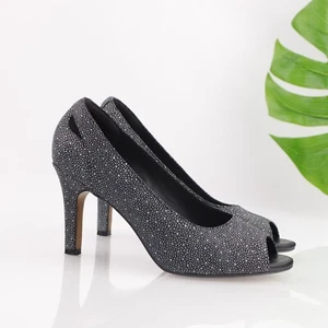 Zapatos de vestir Clarks Heavenly Maze para mujer talla 9 M tacón de cuero negro punta abierta - Imagen 1 de 14