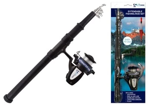 Telescopic Kids Fishing Rod & Reel Set Barbless Hooks Lead Free Sinkers Float 6f - Picture 1 of 1