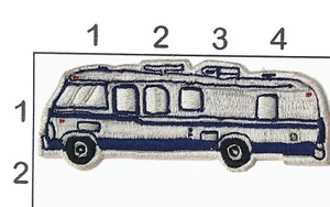 RV Patch Recreational Vehicle Camper Superbus Blue Vintage Embroidered Upcycle - Picture 1 of 1