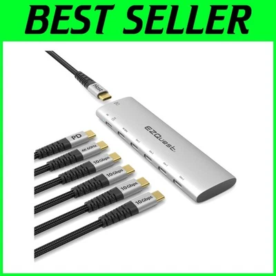USB-C Hub Adapter with 6 Connections: 4K Video, 10Gbps Transfer, Power Delivery - Image 1 of 4