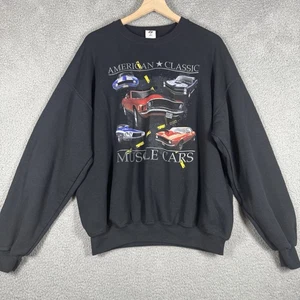 Vintage American Classic Muscle Cars schwarzes Sweatshirt mit Rundhalsausschnitt passt Erwachsenen XL - Bild 1 von 6