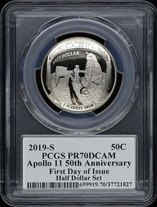2019 S Apollo 11 50th Anniv Early Releases 50C PCGS PR70DCAM - Picture 1 of 2