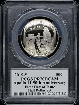 2019 S Apollo 11 50th Anniv Early Releases 50C PCGS PR70DCAM - Image 1 of 2