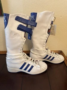 Y2K Adidas Missy Elliott Remix White Blue Leather Boxing Boots Sz 10 NWT NEW - Picture 1 of 24