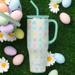 SWIG EGG HUNT MEGA MUG 40 OZ NWT STRAW EASTER BUNNY Tumbler - Picture 1 of 7