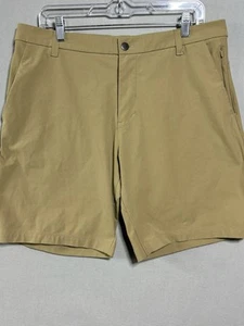 Lululemon Commission Shorts Mens 36 Khaki Classic Fit 7" Warpstreme Stretch - Picture 1 of 10