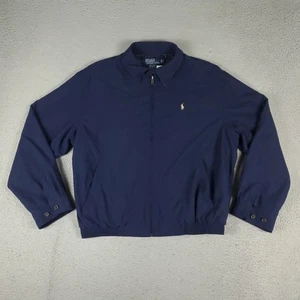 Giacca a vento Ralph Lauren uomo grande blu Harrington foderata pony full zip - Foto 1 di 11