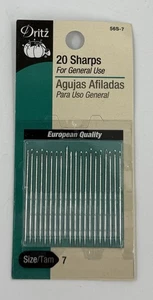 Agujas de mano Dritz 56S-7 afiladas tamaño 7 paquete de 20 nuevas en paquete - Imagen 1 de 2