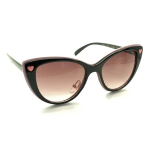 Betsey Johnson Black Pink Heart Oversized Sunglasses Frames Designer Woman - Picture 1 of 12