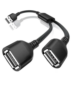 USB Y Cable Splitter 2 in 1 Out 1FT,USBA Split to 2 USB Port,Double Layer USB... - Picture 1 of 7