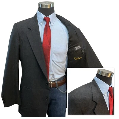 46L Pierre Cardin Melange Brushed Wool Charcoal Suit Jacket Sport Coat Blazer VT - Image 1 of 4