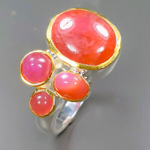 Handmade Heated Ruby Ring 925 Sterling Silver Size 8 /R322208