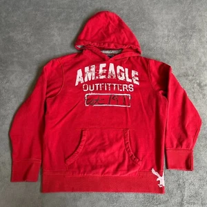 American Eagle Outfitters Red Fleece Pullover Hooded Long Sleeve Jacket Men - Picture 1 of 7