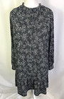 Warehouse Smock Dress Black Leopard Print Long Sleeve Women's Medium L656