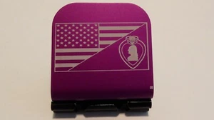 American Flag With A Purple Heart Medal Laser Etched Aluminum Hat Clip Brim-it - Picture 1 of 8