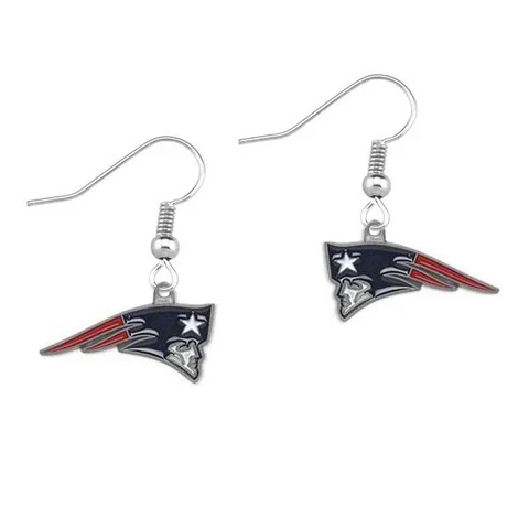 New England Patriots NFL Logo Silver Dangle Earrings Hypo-Allergenic Cover