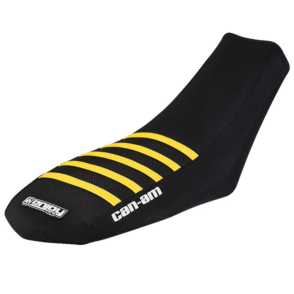 Can Am Ds 70 - 90  Seat Cover 2008-2021 ALL BLACK w/ YELLOW RIBS LOGO #259 - Image 1 of 4