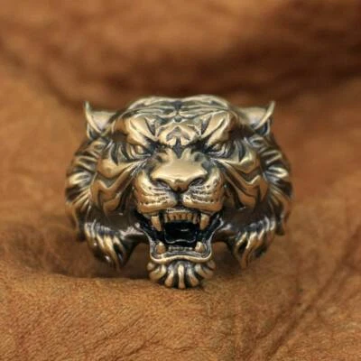 Anillo Tigre Latón Alto Detalle Motociclista Rock Punk Joyería BR130A Talla EE. UU. 7~15 Foto 1 de 4