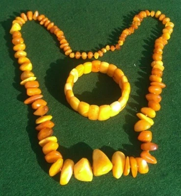 Alte Bernstein Kette und Armband honigfarbenen butter scotch 103g - Bild 1 von 4