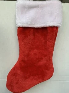 Christmas Stocking Plush Fabric Bright Red White Cuff Suitable For Embellishment - Picture 1 of 3