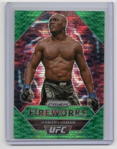 2021 Panini Prizm UFC Kamaru Usman 19/25 Green Pulsar Fireworks Welterweight #24 - Picture 1 of 2