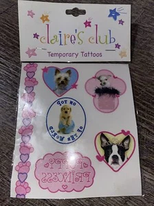 Claire’s club girls Yorkie puppy Princess temporary tattoos Birthday Christmas - Picture 1 of 4