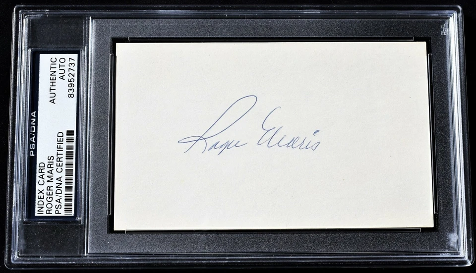 Roger Maris Signed Yankees 3x5 inch index card * Died 1985 + PSA/DNA COA Holder - Image 1 of 1