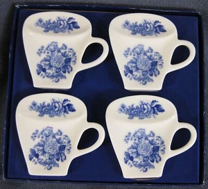 Spode Blue Room Collection FLORAL Tea Bag Holder Coaster Set of 4 England - Bild 1 von 4