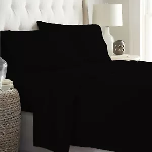 Graceful Linen Collection 1200 TC Egyptian Cotton Black Solid Choose Item - Picture 1 of 11