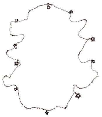 Sweet Romance Clear Crystal Flowers Long Layering Silvertone Necklace 52" NWOT - Image 1 of 3