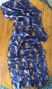 Lauren Ralph Lauren Wool Scarf Equestrian Monogram Horses Navy Gold Small Flaws - Picture 1 of 10