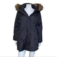 Madden Girl Juniors Women's Faux Fur Trim Hooded Parka Jacket Gray Large -
