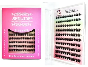 Self Adhesive Cluster Lashes DIY Press On Eyelashes Pre Glued Russian Extensions - Picture 1 of 5