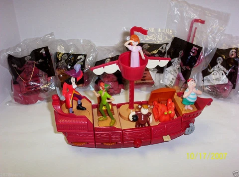 McDonald's Peter Pan In Return To Neverland PIRATE SHIP TOY- Complete Set - NEW Cover
