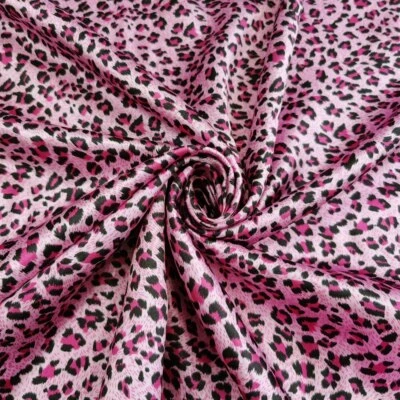 1 yarda X 1,48 metros África Leopardo Tela Satén Bufanda Vestido Pijama Material Forro Foto 1 de 4