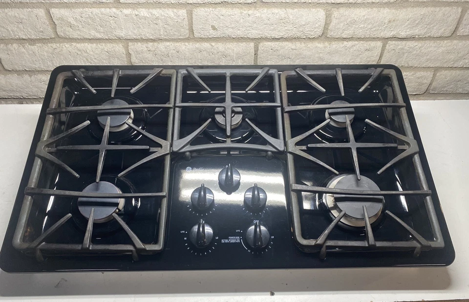 GE Profile Series 36" Built-In Gas Cooktop 5-Burners Black Model PGP966DET1BB - Image 1 of 4
