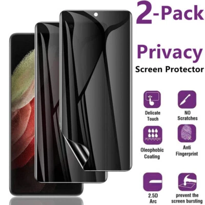 2X Anti-Spy Privacy Hydrogel Screen Protector For Samsung S25 S24 Ultra S23 S22 - Изображение 1 из 4