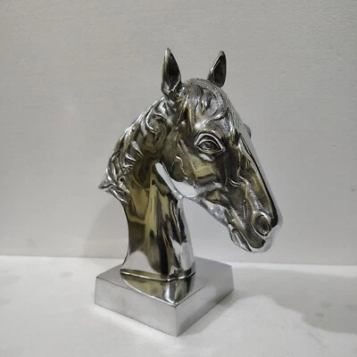 Estatua de metal con cabeza de caballo estante de escritorio decoración estatuilla 12" Foto 1 de 4