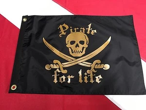 Pirata por la Vida Oro Regalo 12x18 Ojales 2 Caras #009 Divertido Regalo Flappin Banderas - Imagen 1 de 2