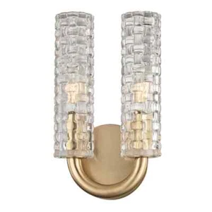 HUDSON VALLEY LIGHTING DARTMOUTH 2 LIGHT WALL SCONCE IN AGED BRASS - 8010-AGB - Picture 1 of 11