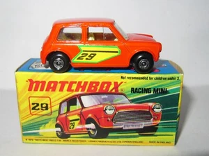 MATCHBOX SUPERFAST No.29 RACING MINI 'GREEN EDGE NUMBER DECAL' MIB MINT/BOXED - Picture 1 of 9