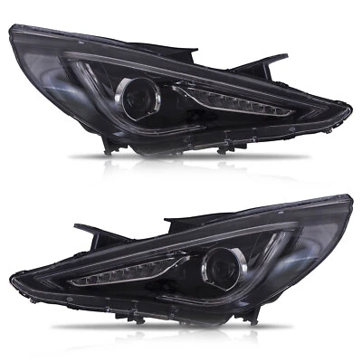 Faros LED personalizados con DRL para Hyundai Sonata 2011-2014 carcasa negra Foto 1 de 4