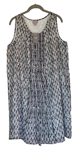 J. JILL Pin-tucked Sleeveless Sheath Dress Black / White Basket Weave NWT PL - Picture 1 of 15