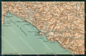 Genova Rapallo Santa Margherita Lavagna Mappa 33 cartolina RT2491 - Imagen 1 de 2
